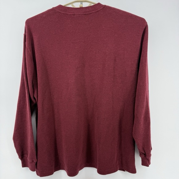 LL Bean Mens XL-Reg Unshrinkable Mini Waffle Henley Deep Wine Heather 187244 - Picture 3 of 7